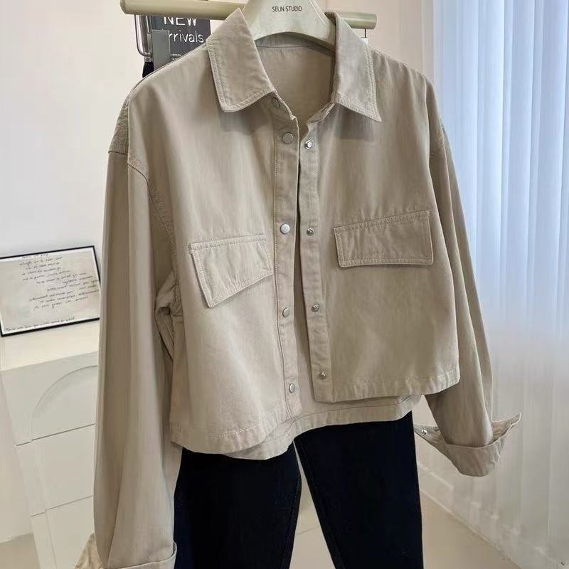 Turn Down Collar Loose Fit Jacket Top