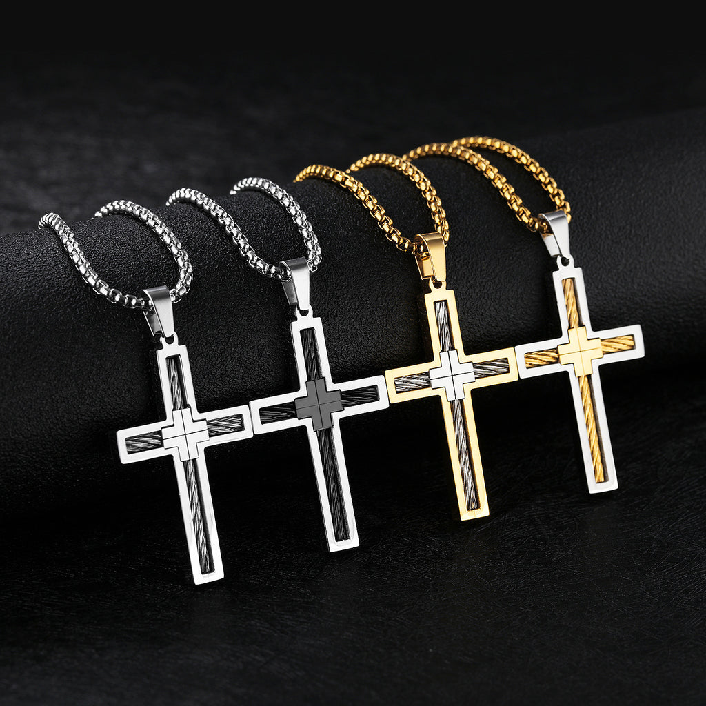 Wire Cross Men's Necklace