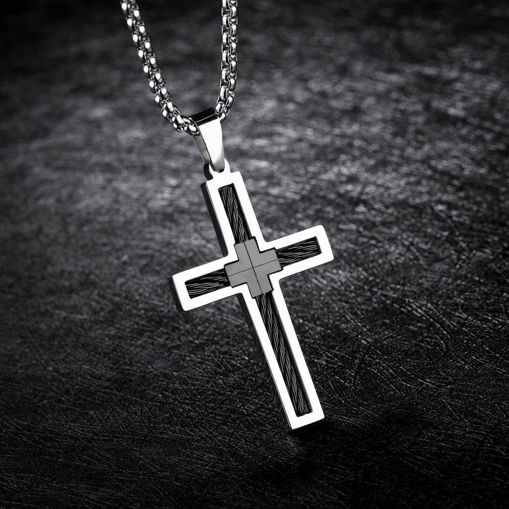 Wire Cross Men's Necklace