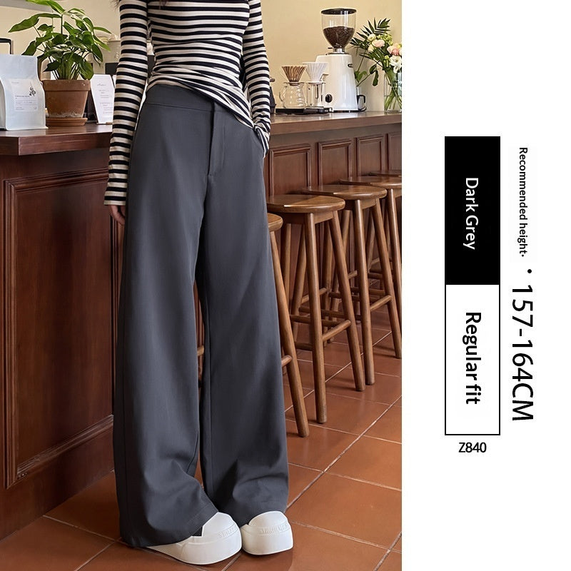 Spring All Match Straight Silhouette Slim Fit Wide Leg Pant
