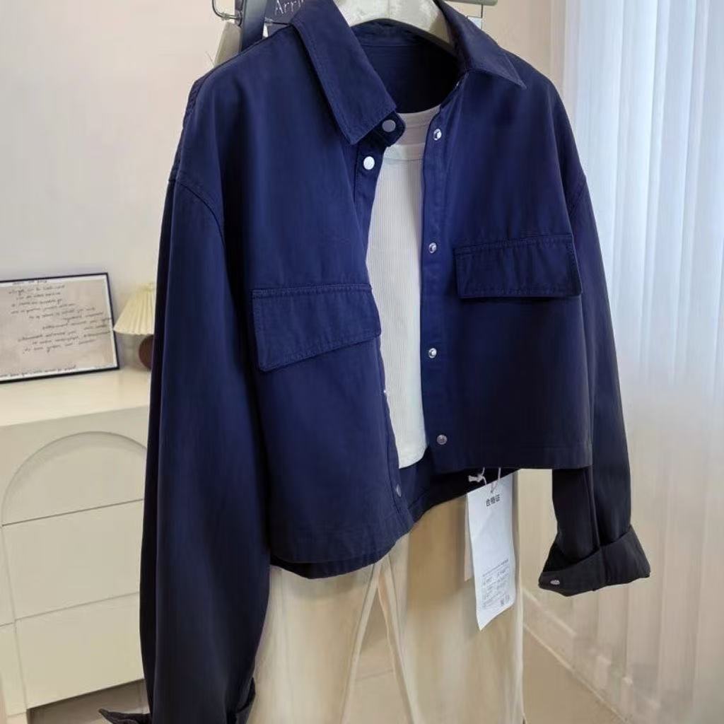 Turn Down Collar Loose Fit Jacket Top