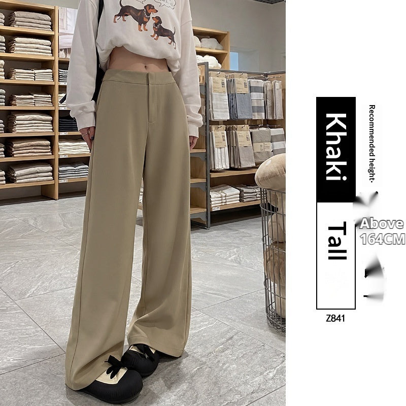 Spring All Match Straight Silhouette Slim Fit Wide Leg Pant