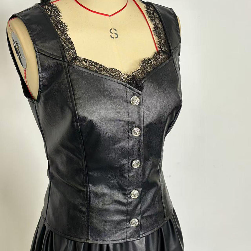 Faux Leather Vest Sleeveless Top