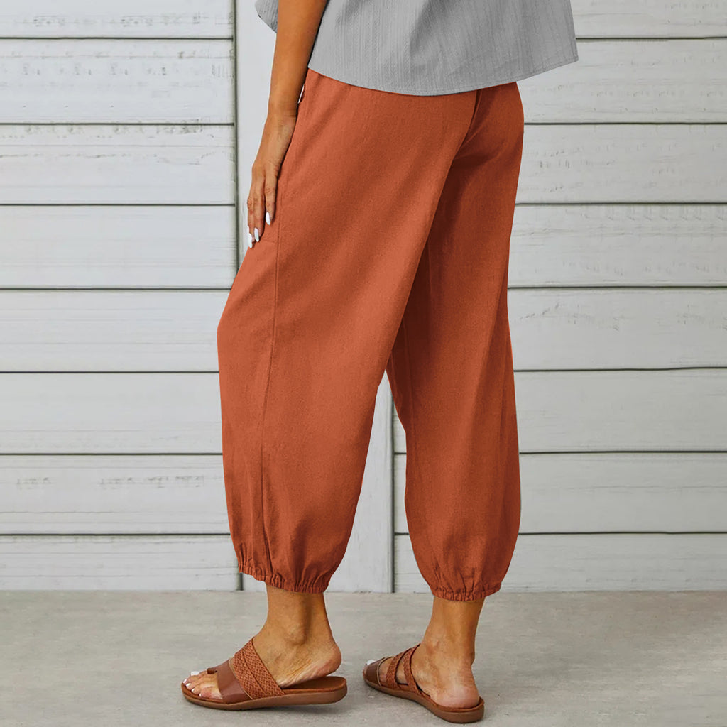 Drawstring Tie Pants Spring Trousers With Pockets Button