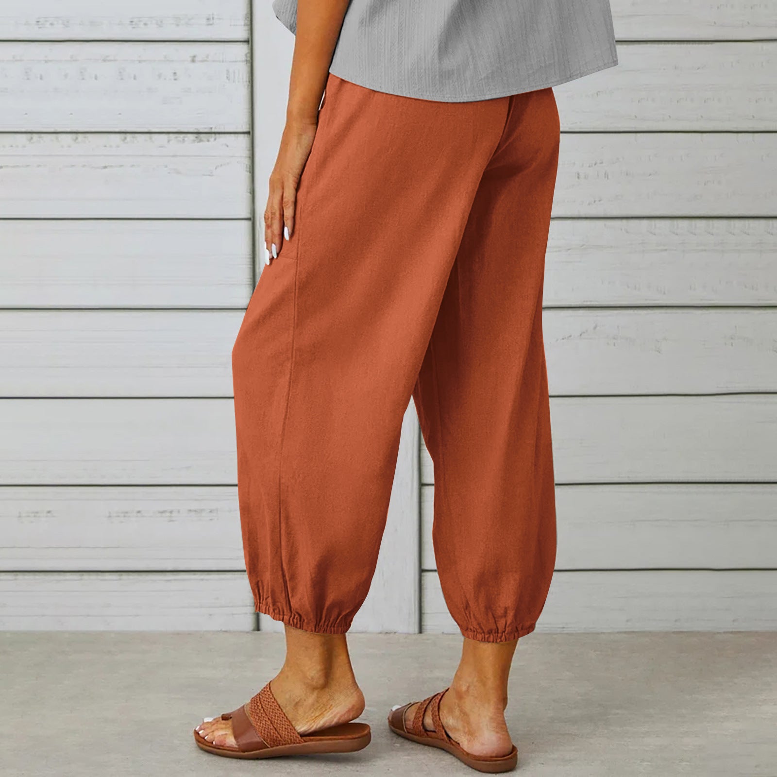 Drawstring Tie Pants Spring Trousers With Pockets Button