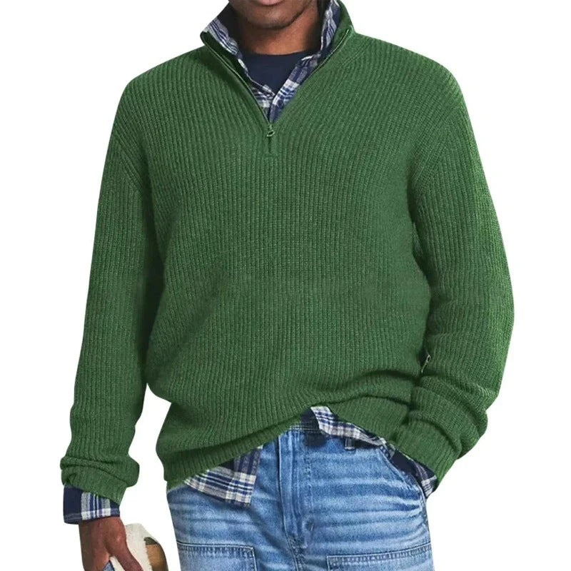 Casual Loose Zip Stand Collar Sweater