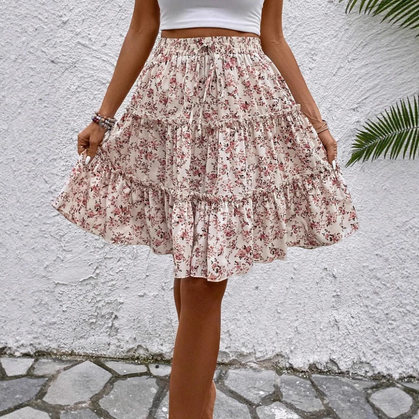 A-Line Floral All-Match Mini Skirt