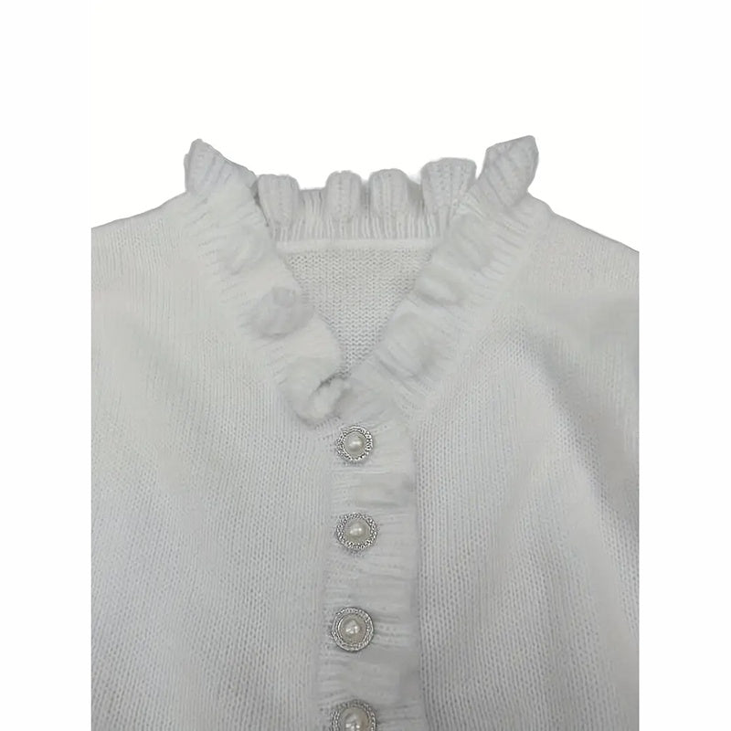 Ruffle Sweaters V Neck Top