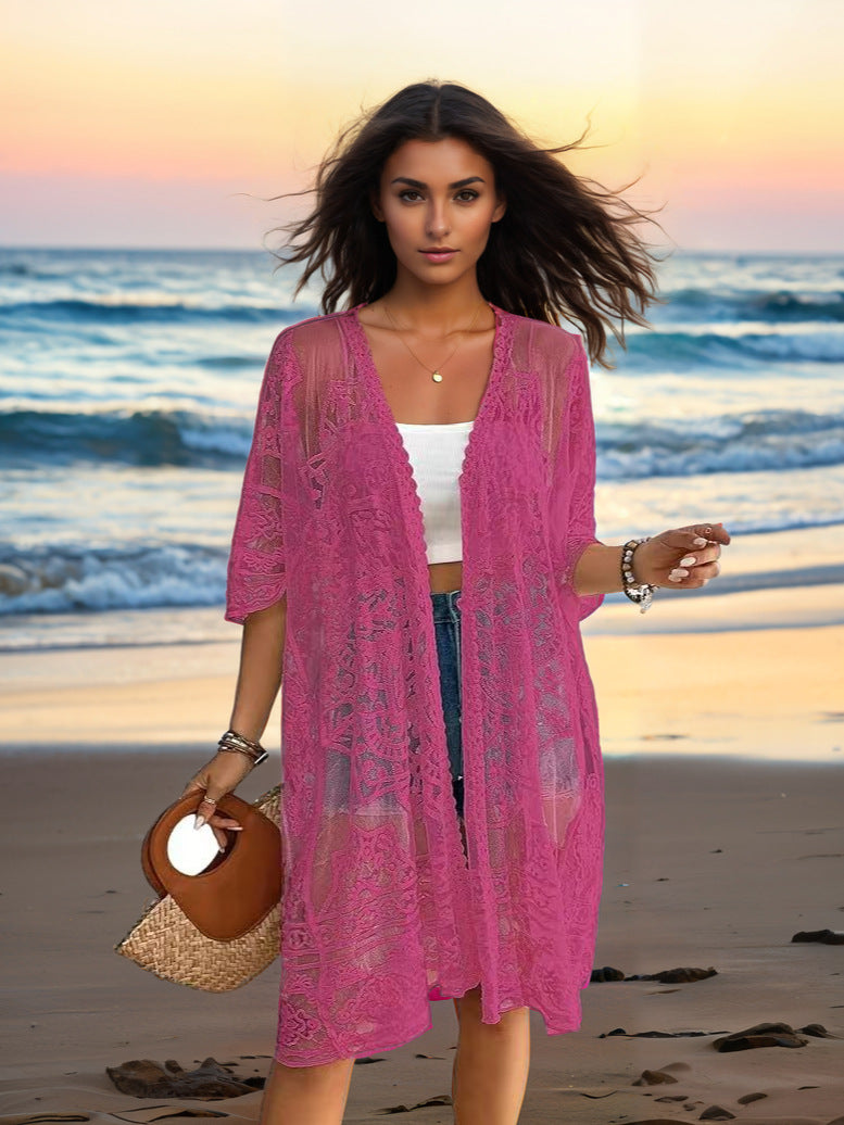 See-through Water-soluble Lace Embroidered Cardigan