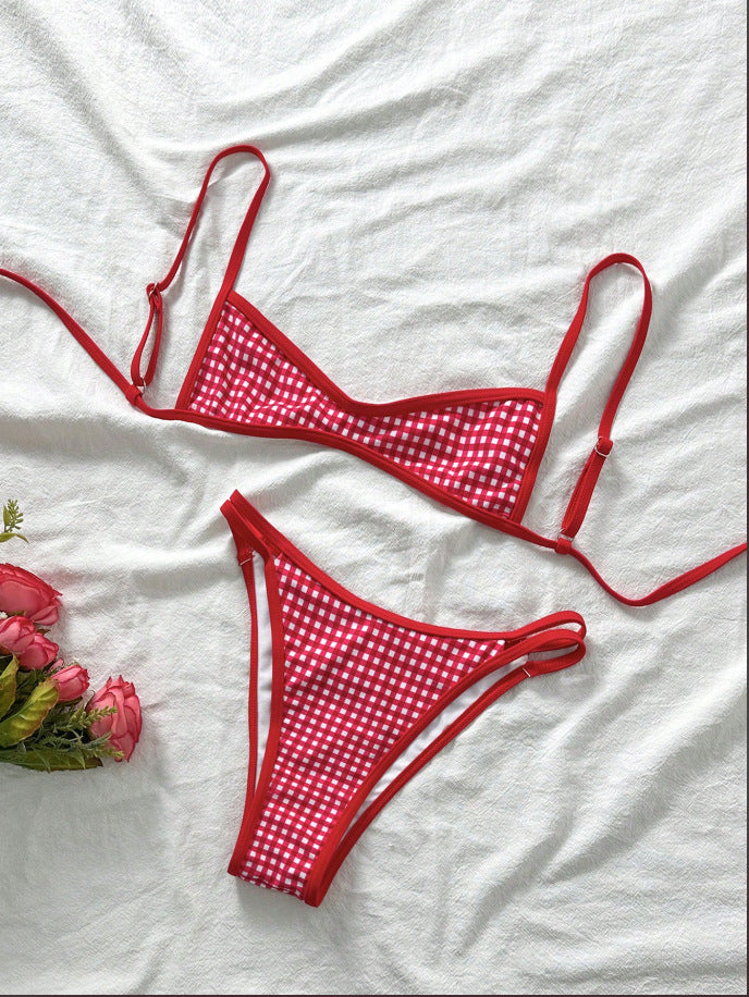 Tube-top Backless Lace-up Two-piece Swimsuit