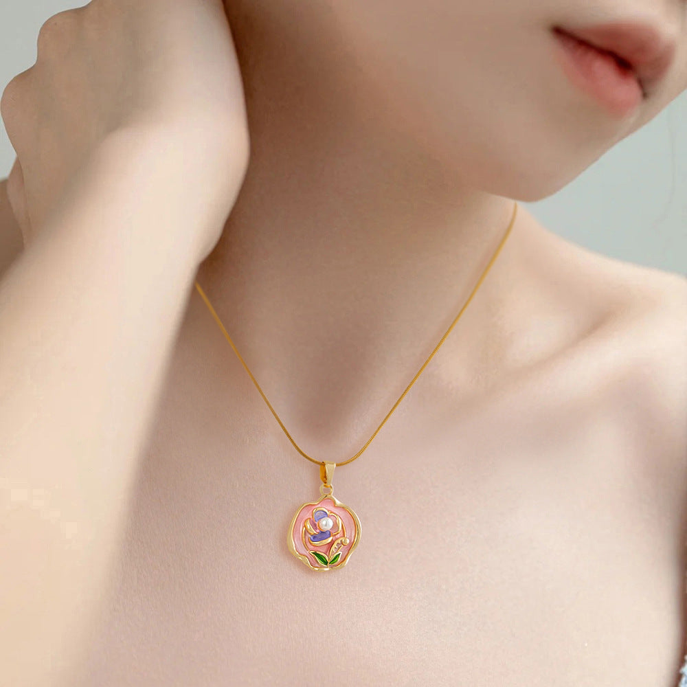 Enamel-flower Necklace