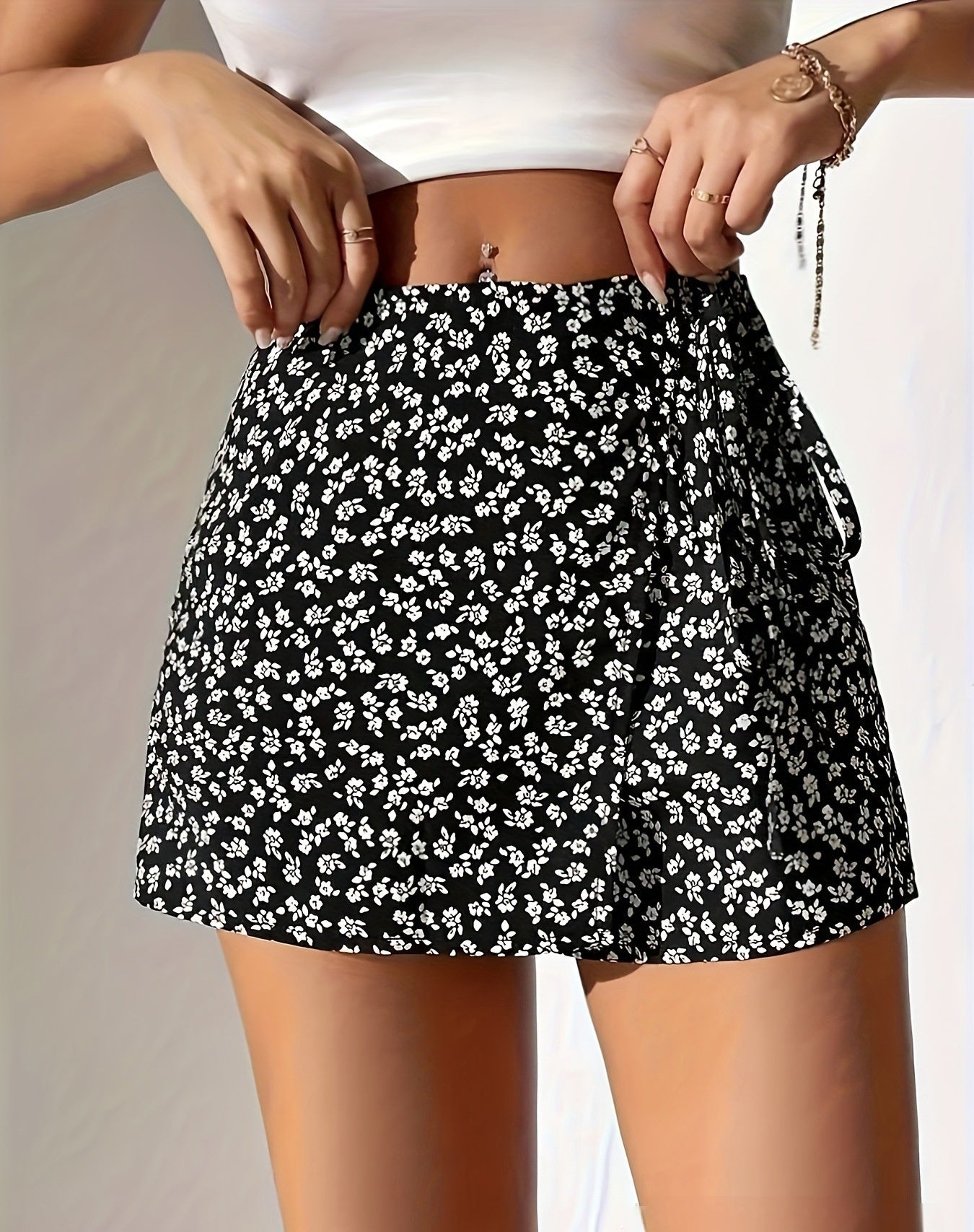 Floral Lace-Up  Shorts