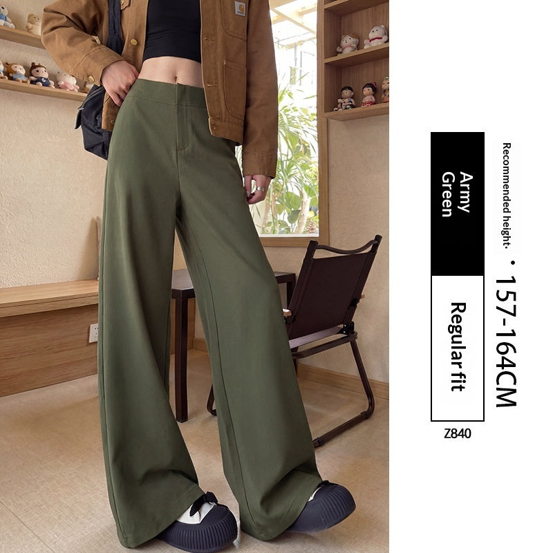 Spring All Match Straight Silhouette Slim Fit Wide Leg Pant