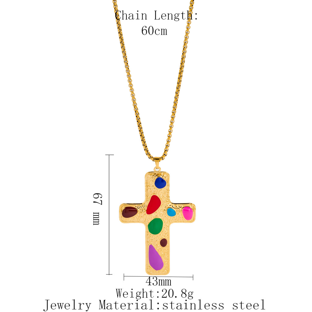 Drop Oil Cross Necklace For Men And Women