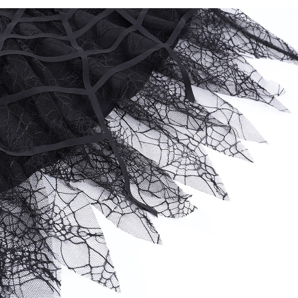 Black Heavy-duty Lace Stitching Skirt