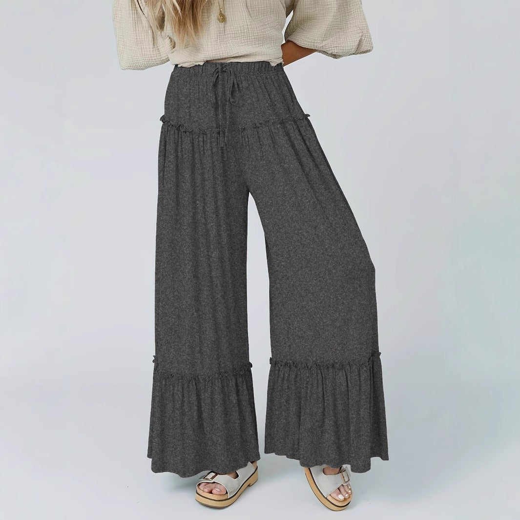 Solid-color High-waist Casual Pant