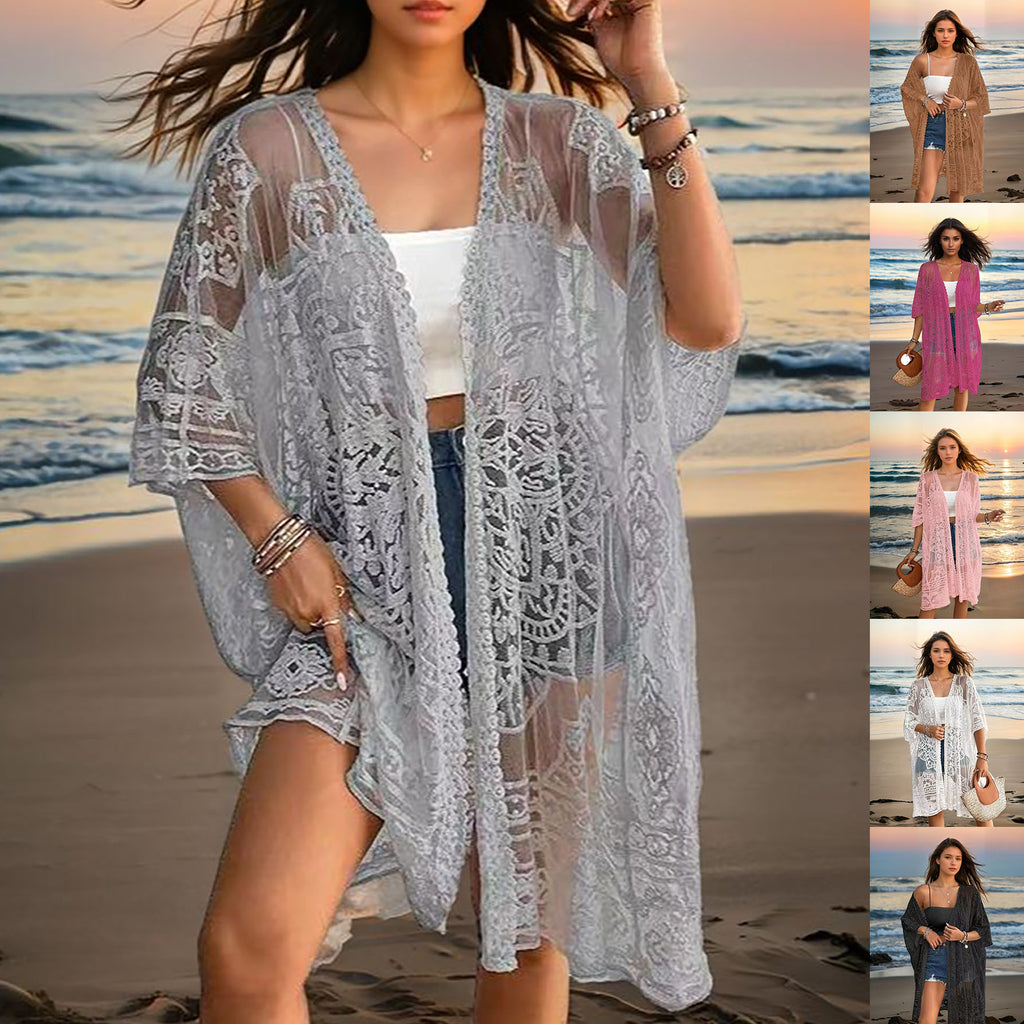 See-through Water-soluble Lace Embroidered Cardigan