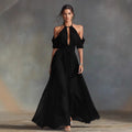 Solid-Colored Halter Maxi Dress
