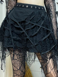 Black Heavy-duty Lace Stitching Skirt