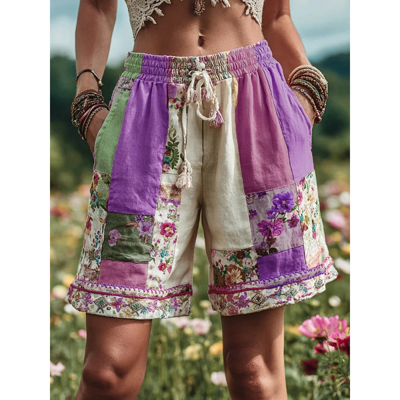 Kamiar Retro Floral Print Shorts