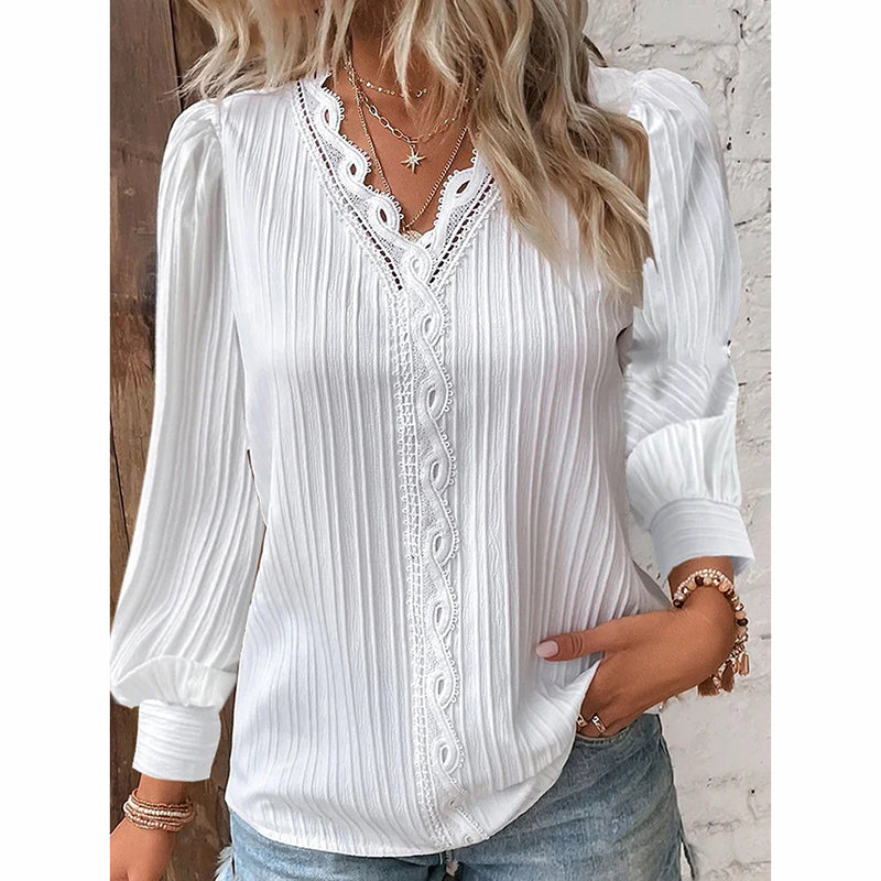 Lace Sleeve Dressy Casual Work Shirt