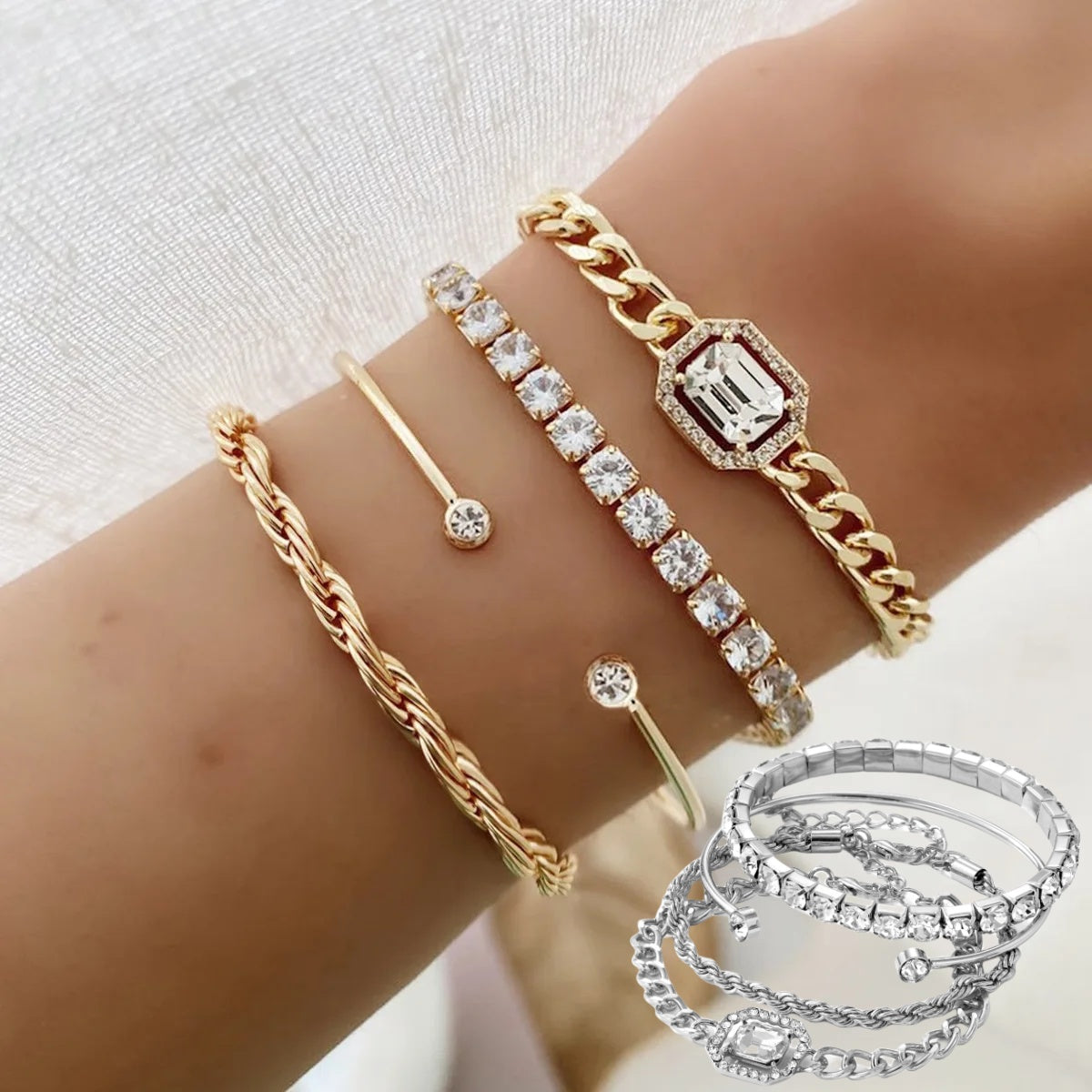 4 Pcs Crystal Bracelet