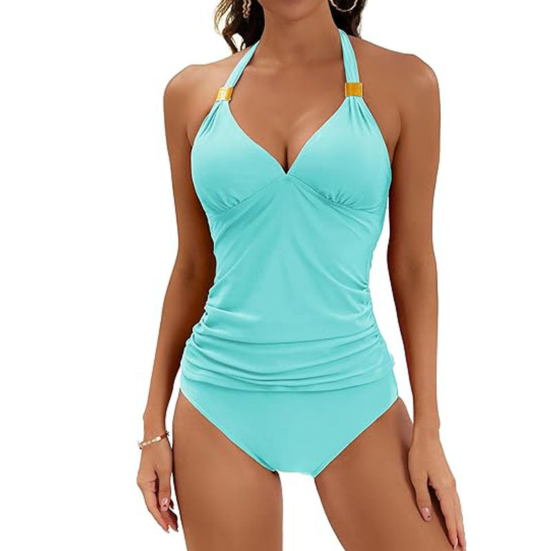 Halter Split Tie Two Piece Swimsuit