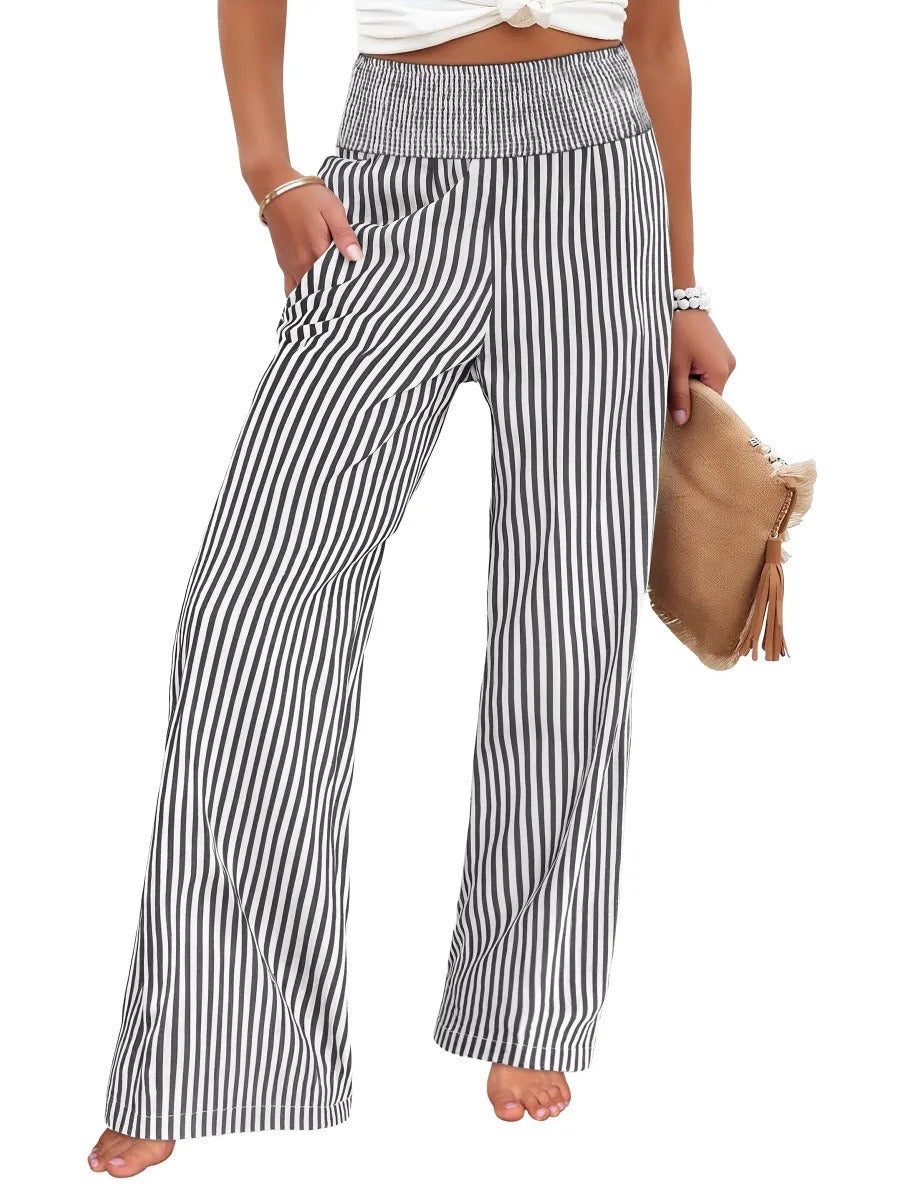 Loose-fit Ruched High-waisted Straight-leg Trousers