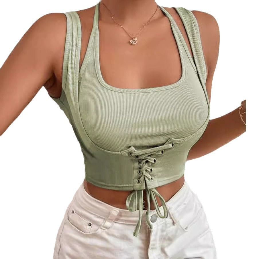Ladies Sleeveless Tie-up Top