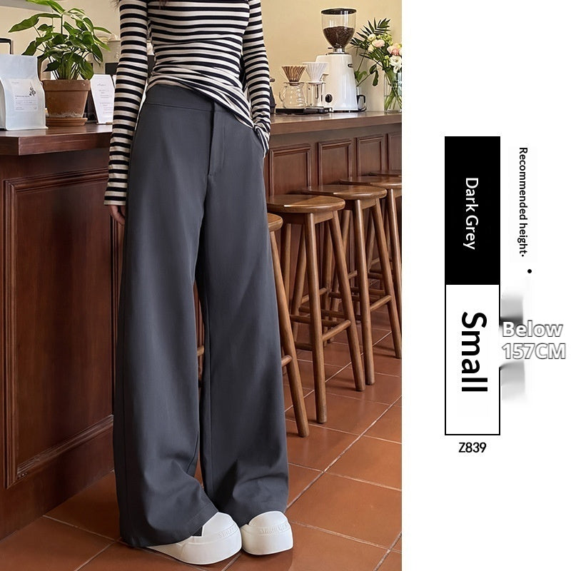 Spring All Match Straight Silhouette Slim Fit Wide Leg Pant