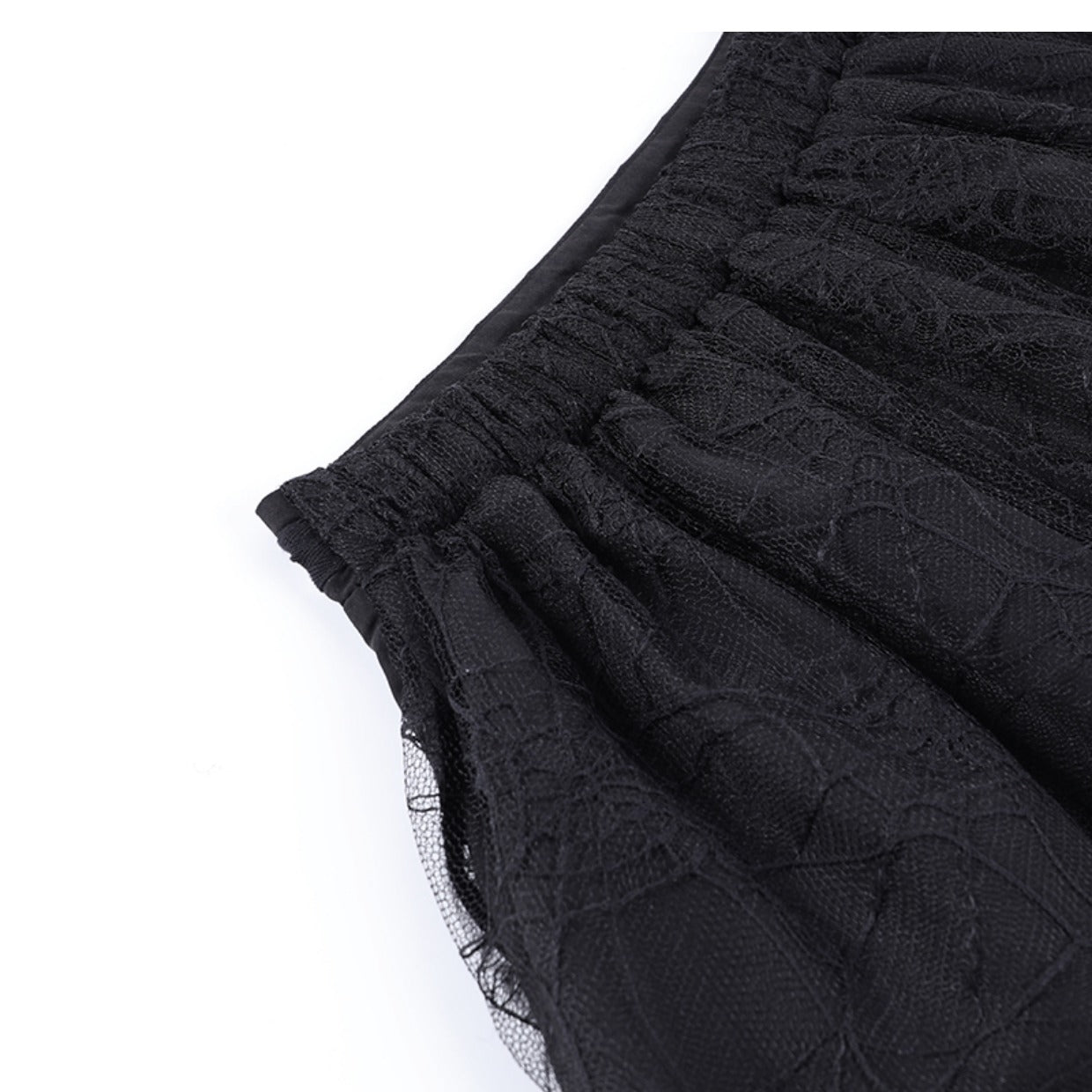 Black Heavy-duty Lace Stitching Skirt