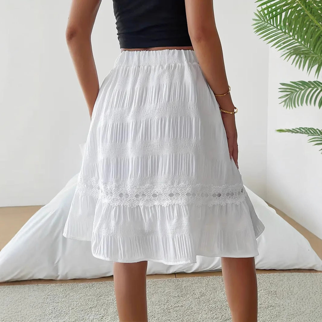 Chic Resort-style Ruffled tretch-waist Skirt