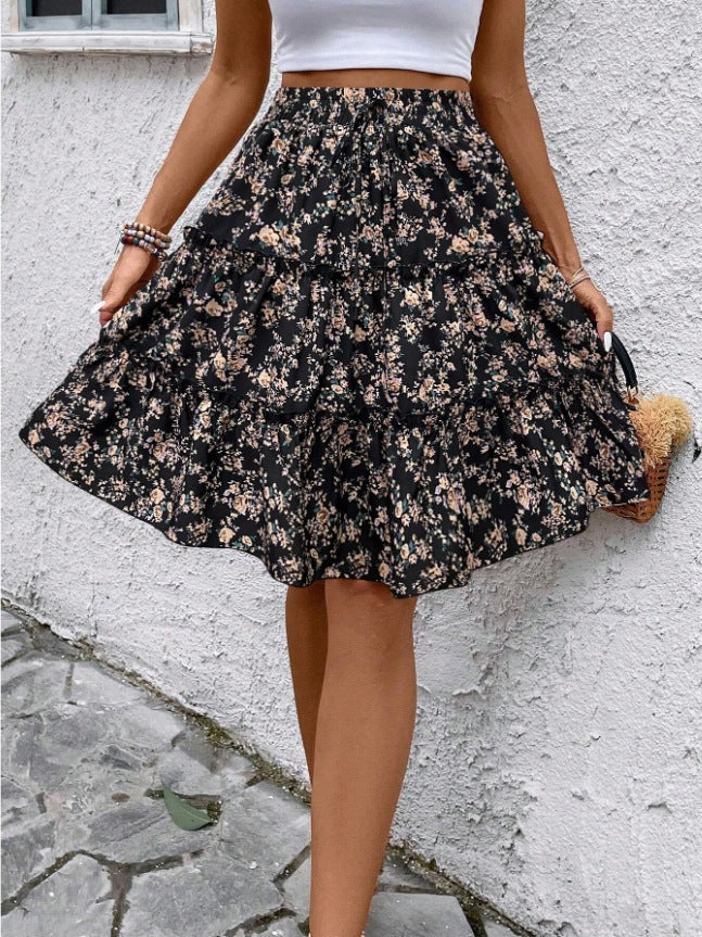A-Line Floral All-Match Mini Skirt