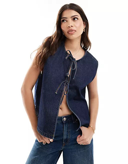 Rope Sleeveless Denim Vest TOP