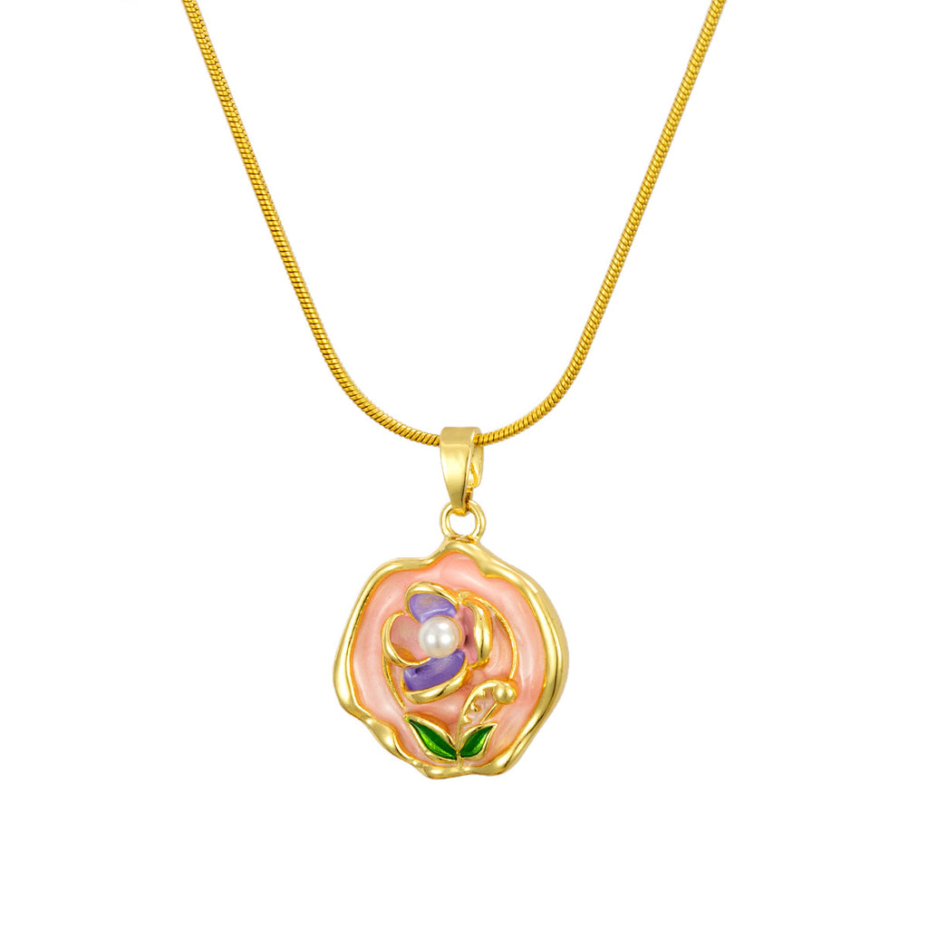 Enamel-flower Necklace