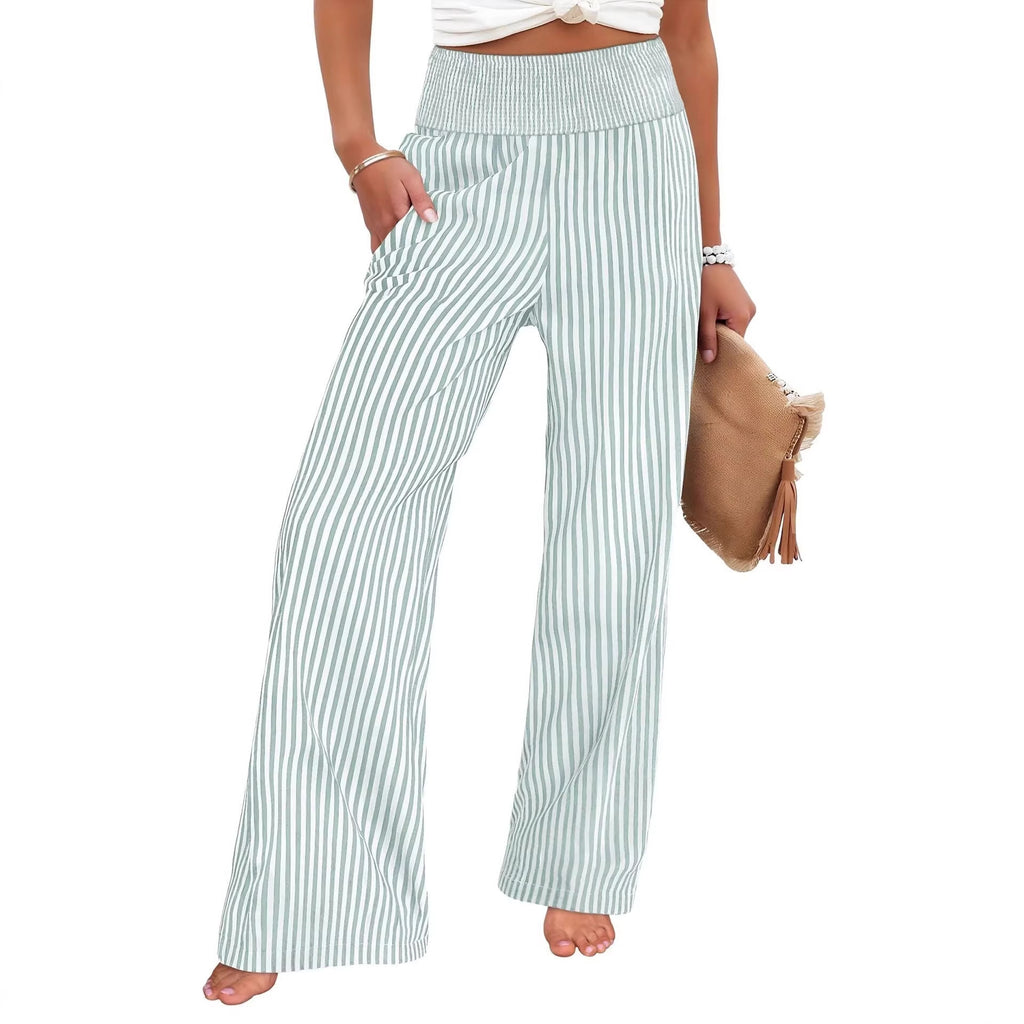 Loose-fit Ruched High-waisted Straight-leg Trousers