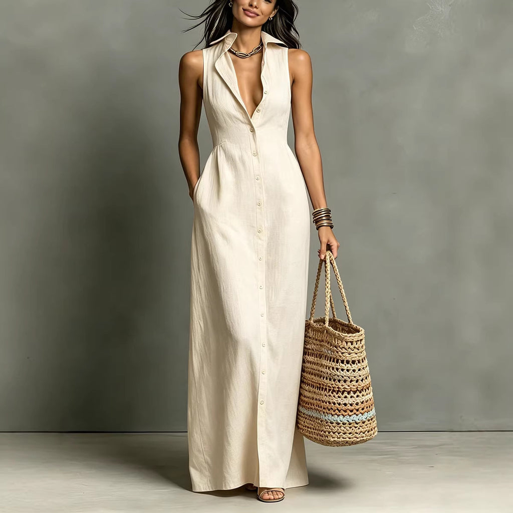 Trinopy Casual Cotton Linen Dress