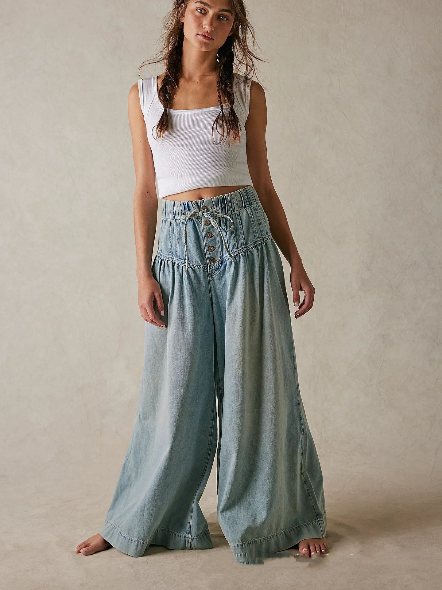 Loose Wide-Leg Denim Jeans