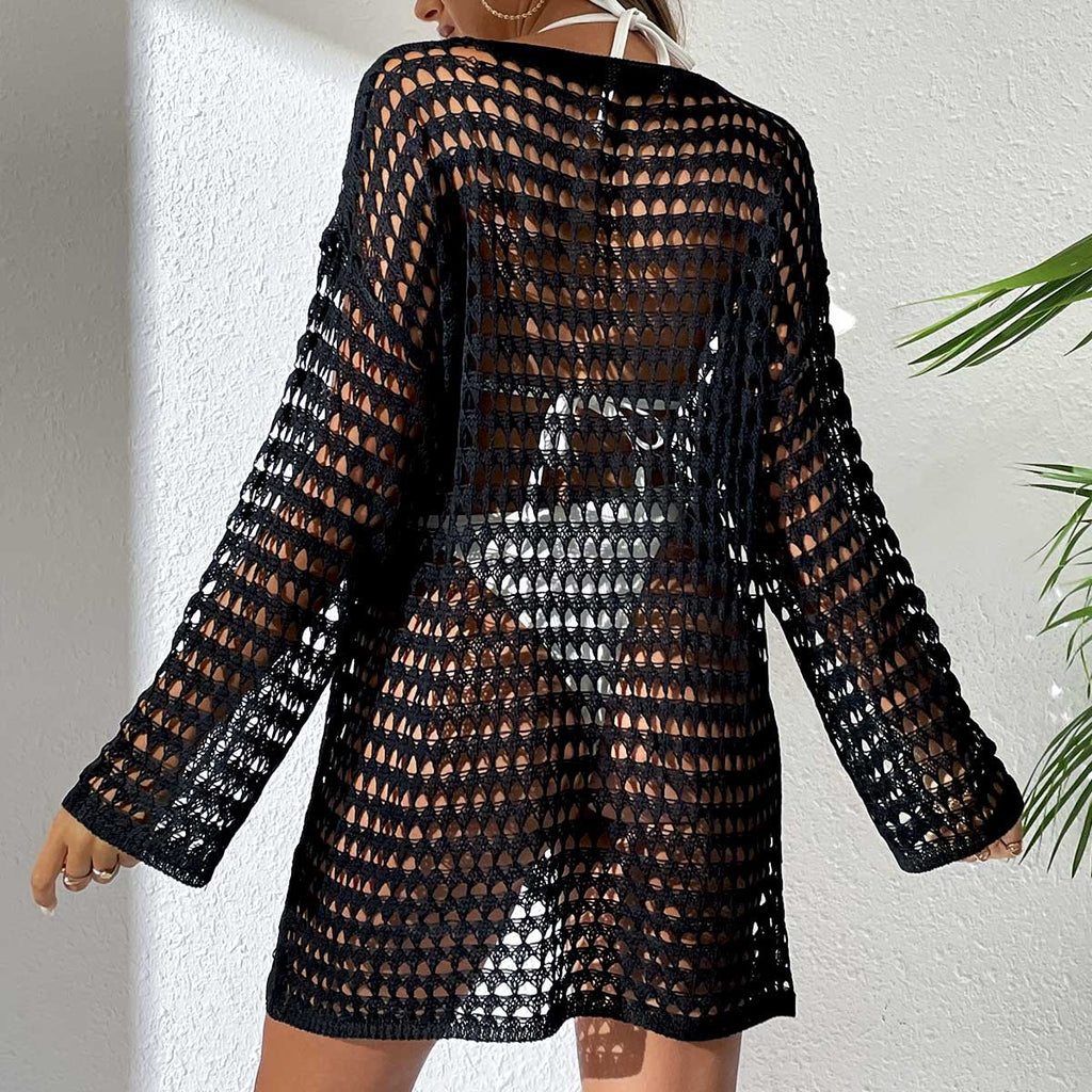 Knit Hollow Round Neck Beach Dress