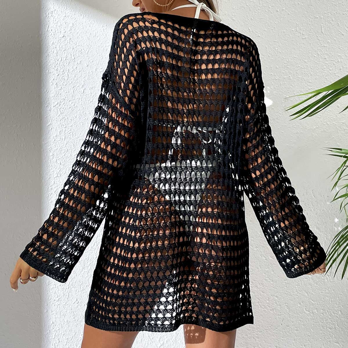 Knit Hollow Round Neck Beach Dress