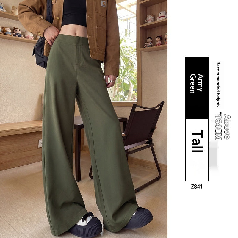 Spring All Match Straight Silhouette Slim Fit Wide Leg Pant
