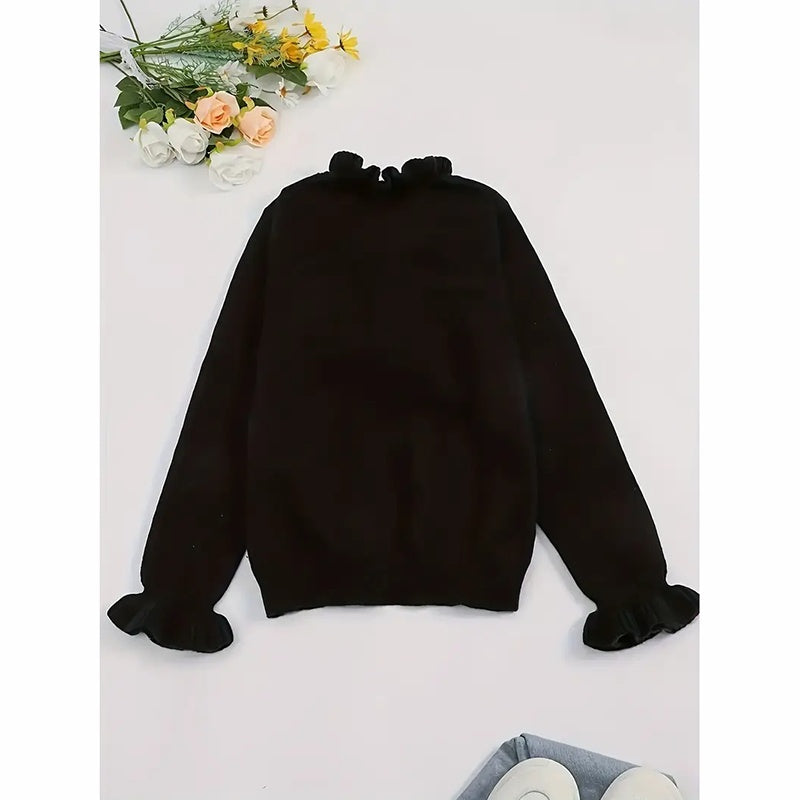 Ruffle Sweaters V Neck Top