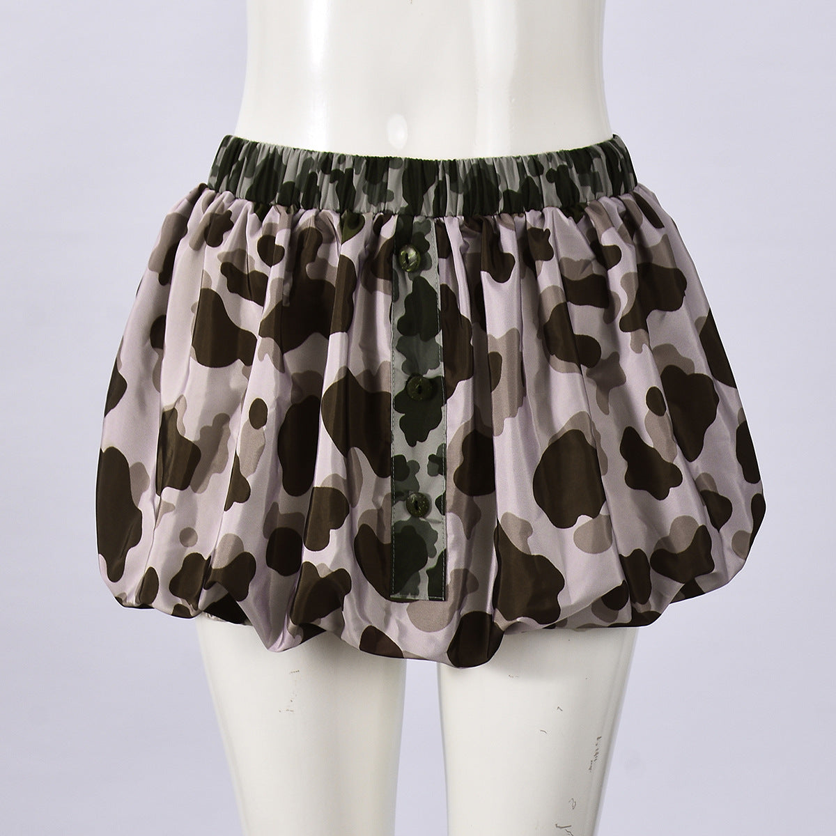 Printed Spotted Elastic Waist Skirt