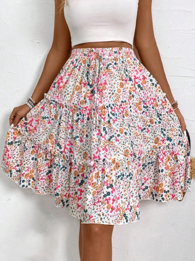 A-Line Floral All-Match Mini Skirt