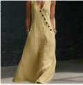 Solid-Color Buttoned Tank Dress