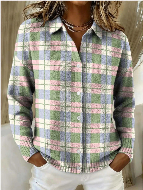 Plaid Printed Long Sleeve Top Shirt