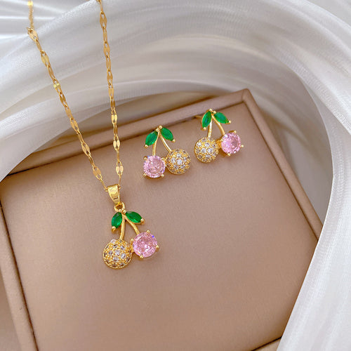 Cherry Diamond Gold Necklace