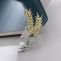 White Zircon Wheat Brooch