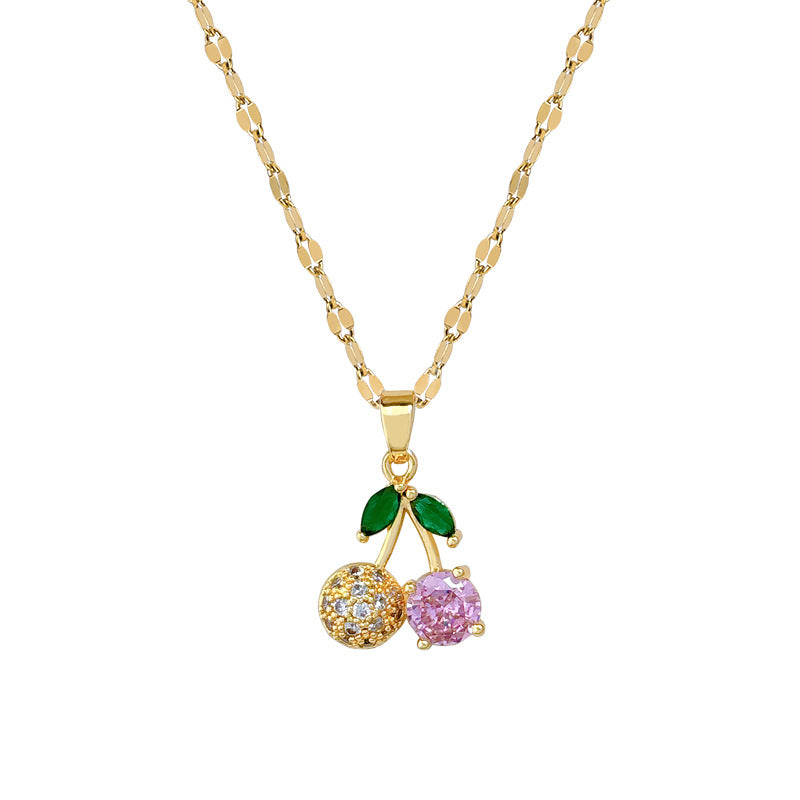 Cherry Diamond Gold Necklace