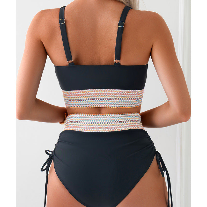Deep V-Neck Backless Bikini Swimsuit